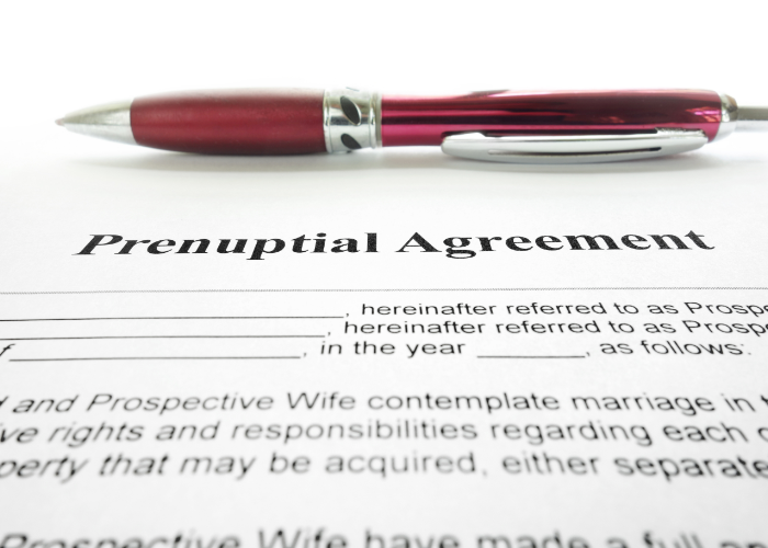 Prenuptial Agreement with pen
