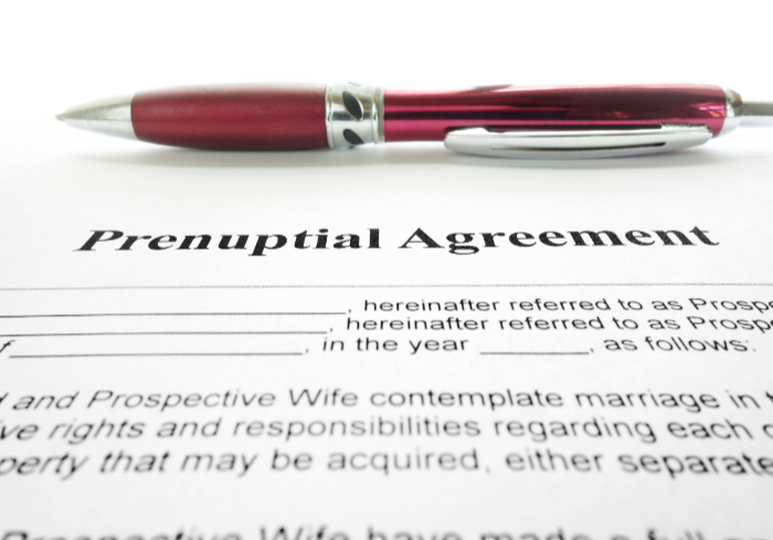 Prenuptial Agreement with pen