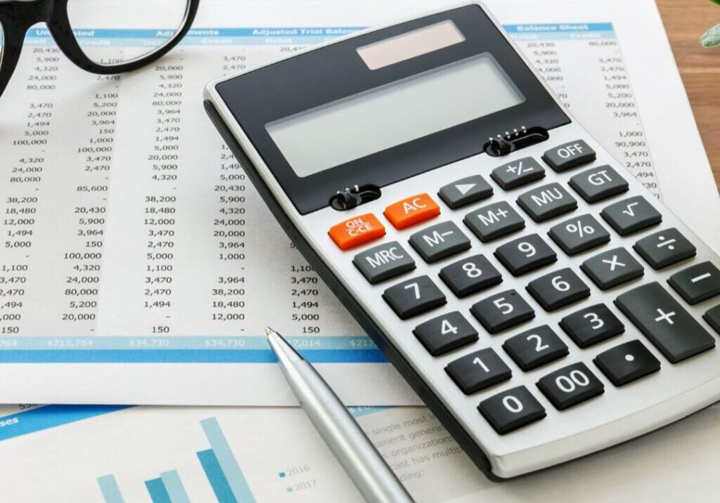 Financial papers with calculator