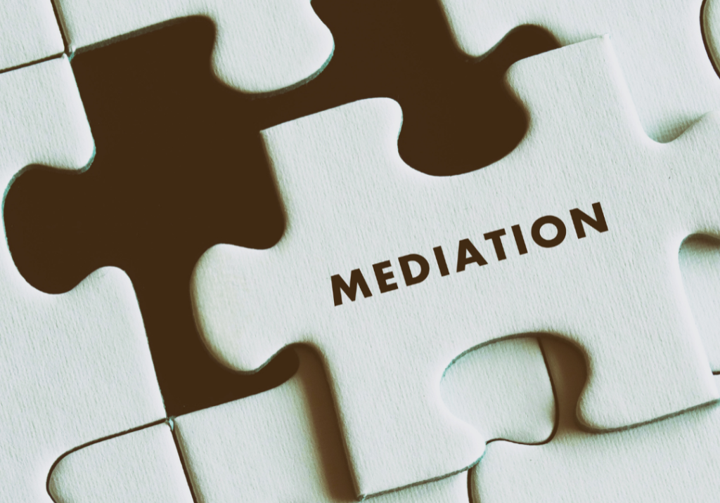 Puzzle with Mediation written on a puzzle piece.
